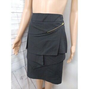 Larry Levine Stretch Womens Skirt Layered Black Sz 16